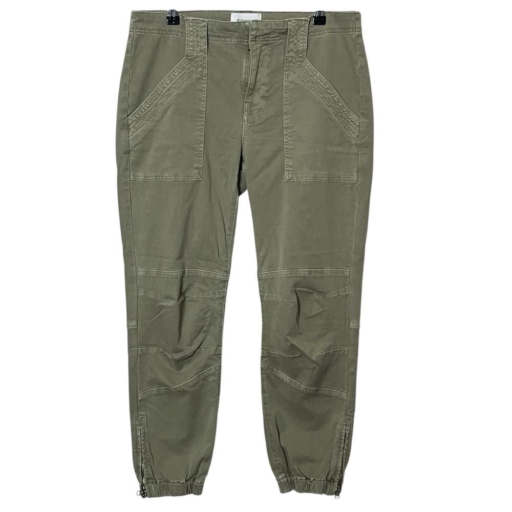 Frame Trapunto Moto Pants Washed Aloe Green Zip Hem Utility Jogger Women 27 - Picture 2 of 12